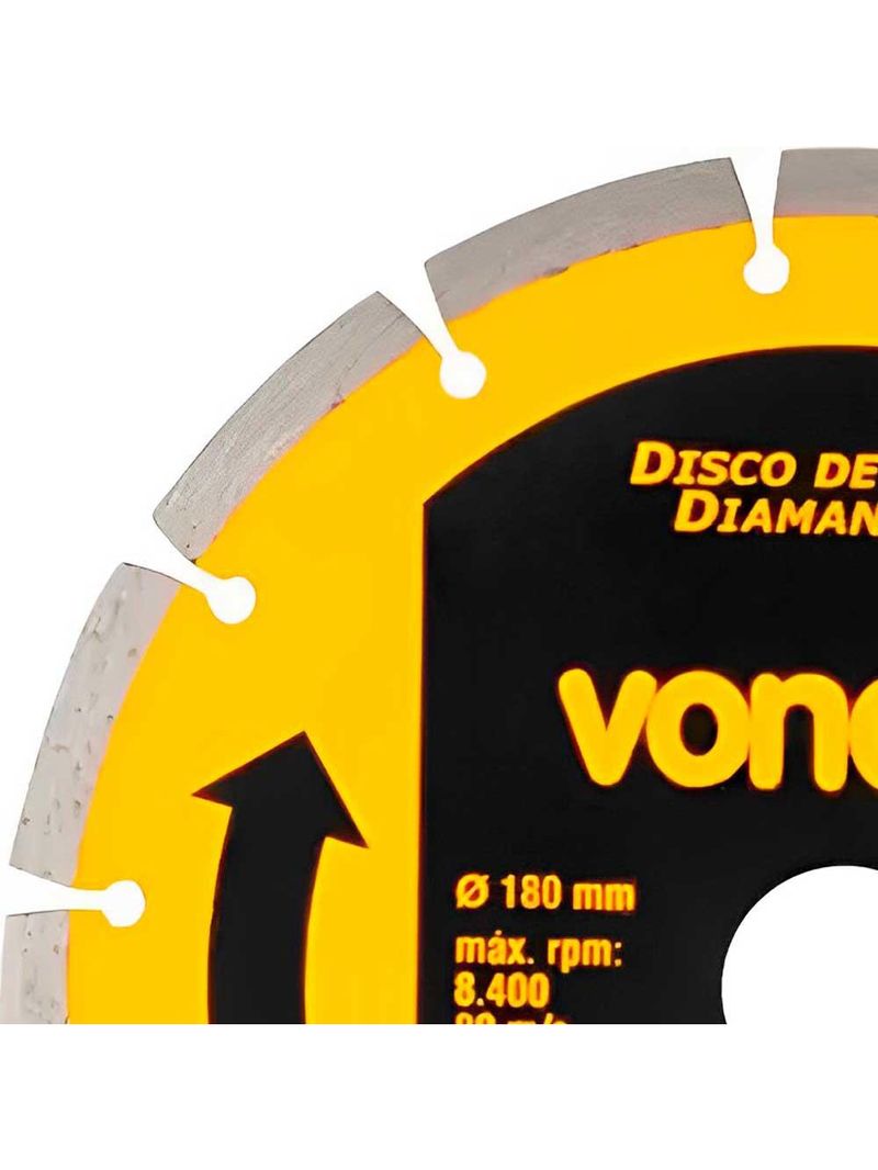 Disco Diamantado Segmentado 7 Pol x 25mm V3 180mm VONDER