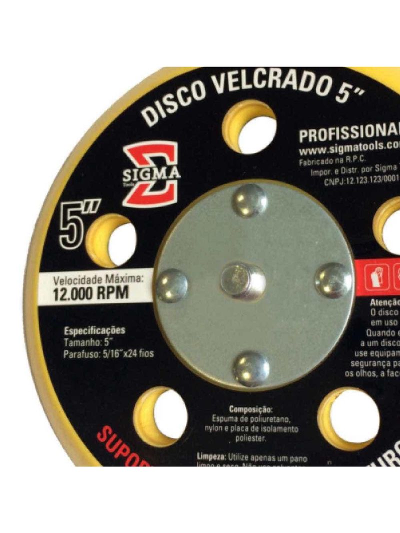 Disco Velcrado 5 POL com Furos SIGMA