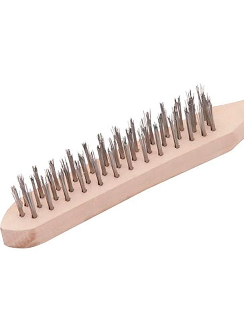 Escova de Aço Manual com Cabo de Madeira 3 Fileiras de Aço Inox VONDER