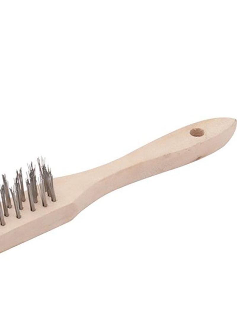 Escova de Aço Manual com Cabo de Madeira 3 Fileiras de Aço Inox VONDER