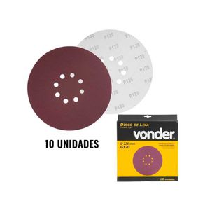 Disco de Lixa para Lixadeira de Teto LPV 600 e LPV 1000 Grão 120 Kit 10 Unidades VONDER