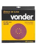 Disco de Lixa para Lixadeira de Teto LPV 600 e LPV 1000 Grão 120 Kit 10 Unidades VONDER