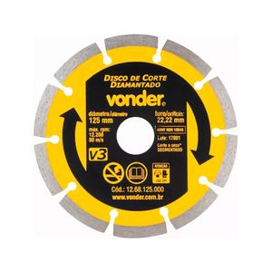 Disco Diamantado 5 POL x 22 MM  Segmentado 125 MM V3 VONDER