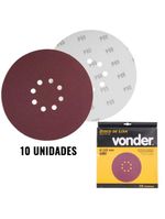 Disco de Lixa para Lixadeira de Teto LPV 600 e LPV 1000 Grão 80 Kit 10 Unidades VONDER