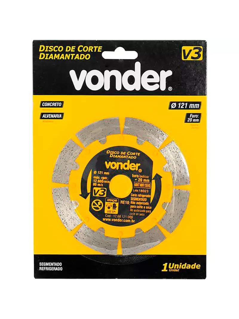 Disco de Corte Diamantado 121 MM Segmentado V3 para Cortador CPV 3150 VONDER