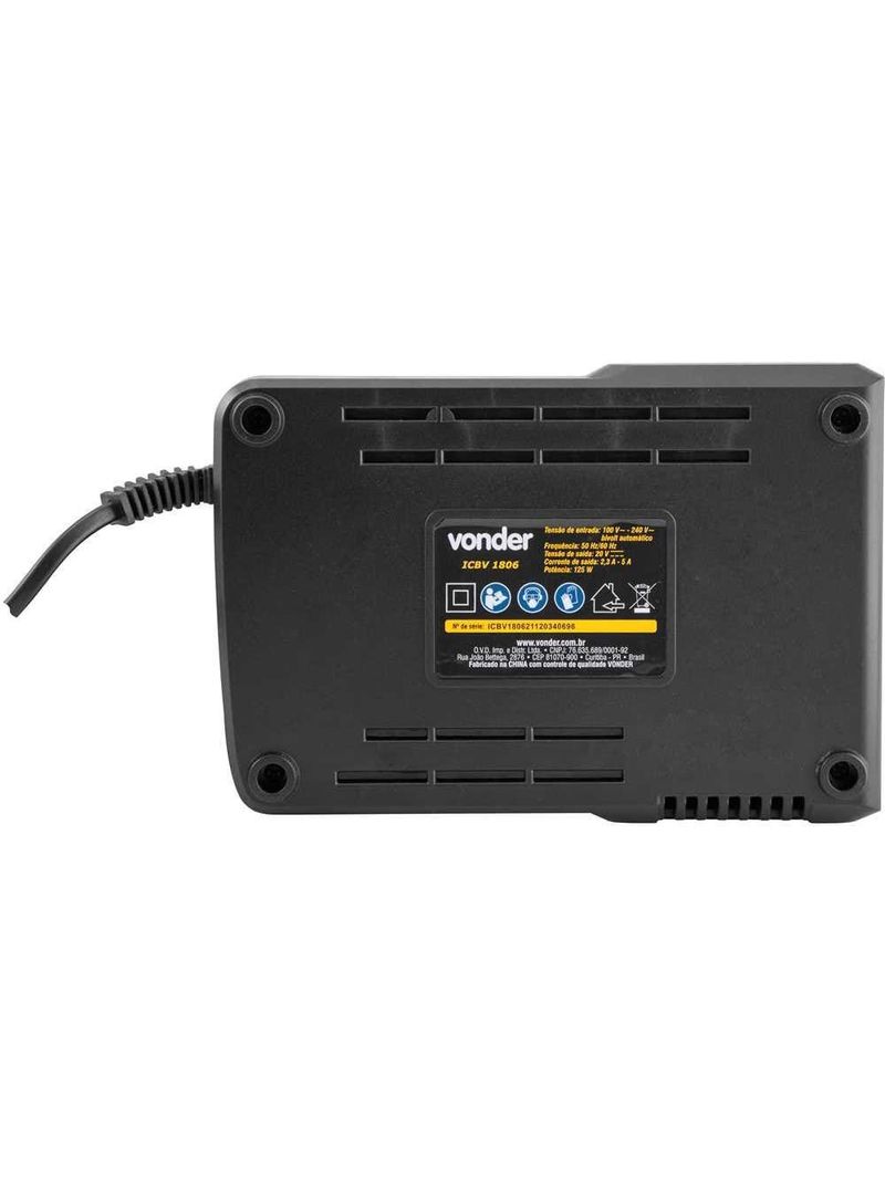 Carregador de Bateria 18V Rápido Bivolt 6004180600 VONDER-Bivolt
