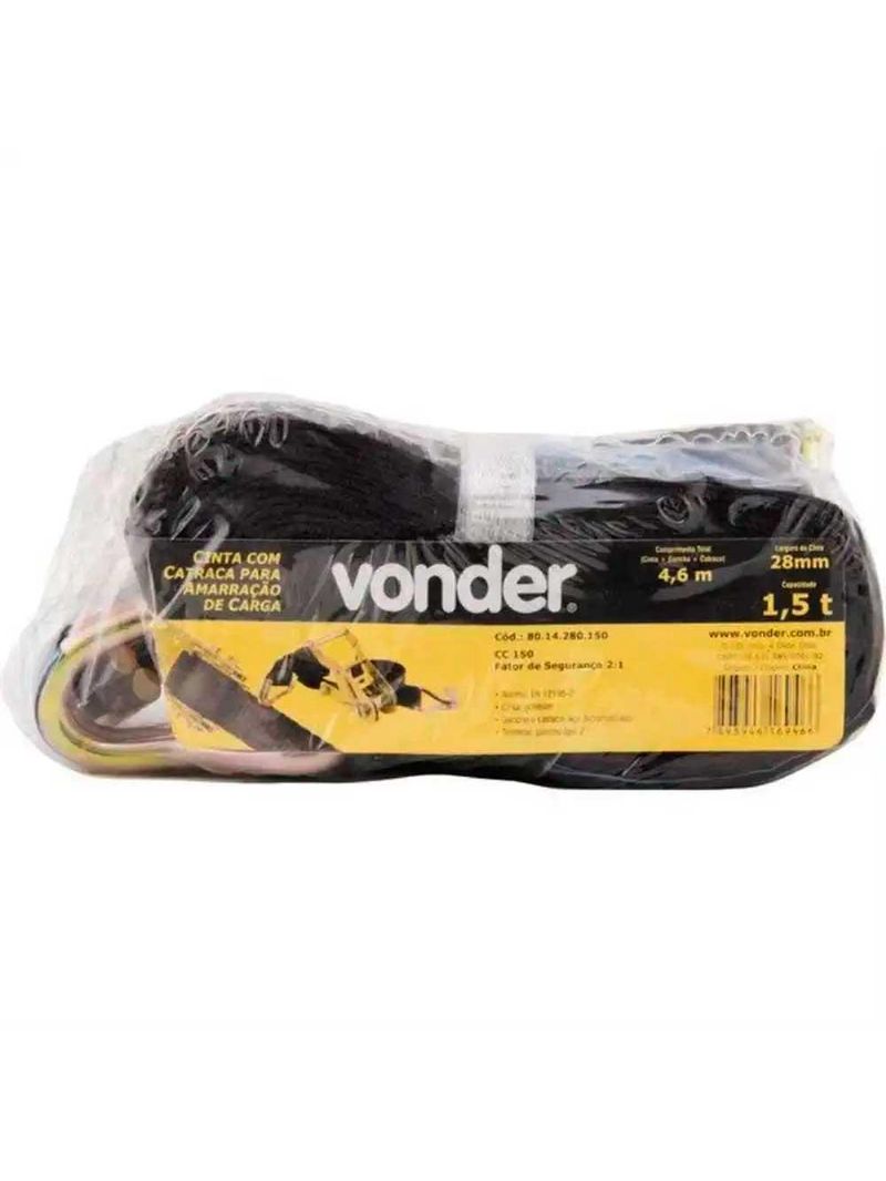 Cinta com Catraca para Amarração de Carga até 1,5TON 28mm x 4,6 metros VONDER