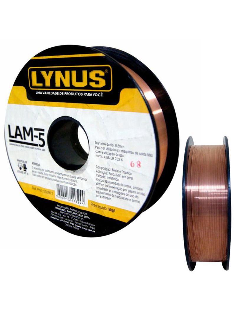 Arame para Solda Mig 0,8 MM Rolo 5,0 KG LAM-5 LYNUS