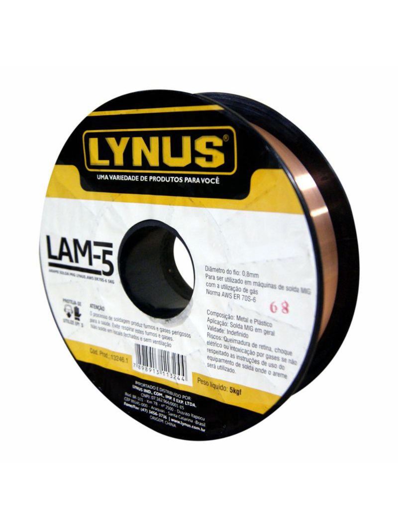 Arame para Solda Mig 0,8 MM Rolo 5,0 KG LAM-5 LYNUS