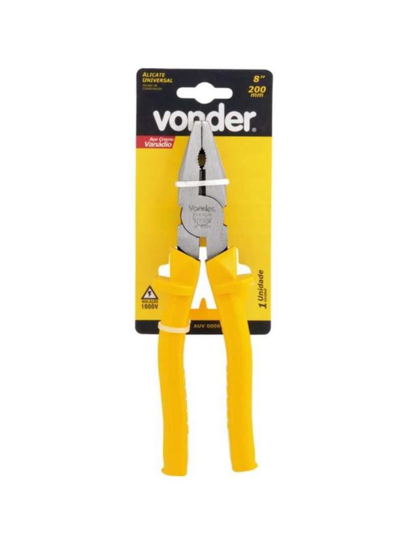 Alicate Universal 8 POL Aço Cromo Vanádio 200 MM VONDER