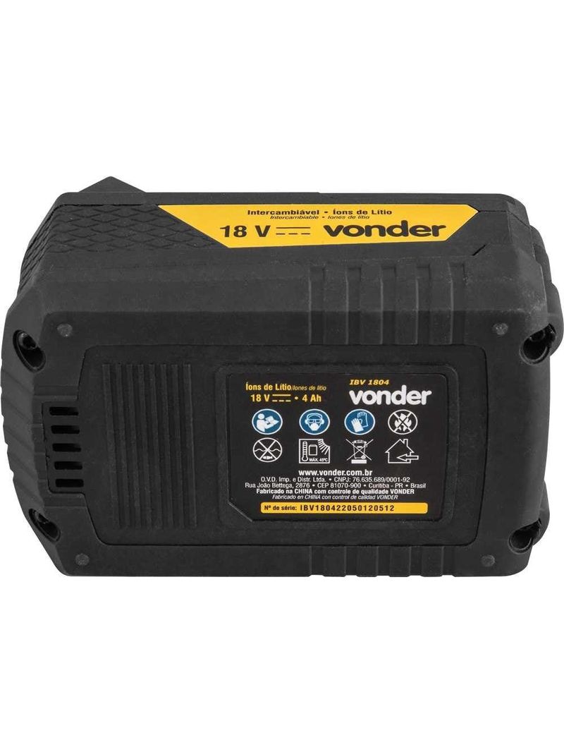Bateria 18v Íons de Lítio Linha Intercambiável 4Ah 6004180400 VONDER