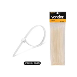 Abraçadeira de Nylon 100 x 2,5 MM Kit c/ 1.000 Unidades Branco VONDER