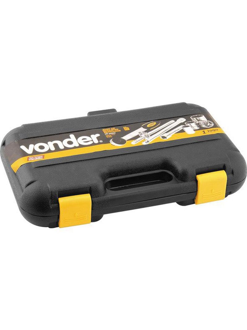 Soquete Jogo 10 à 32 MM Encaixe 1/2 POL Estriado c/ 18 Peças VONDER