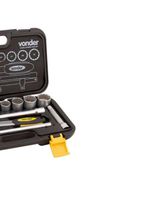 Soquete Jogo 10 à 32 MM Encaixe 1/2 POL Estriado c/ 18 Peças VONDER