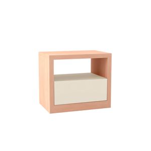 Mesa de Cabeceira em MDF 67 cm com 1 Gaveta Natural Off White Dalla Costa