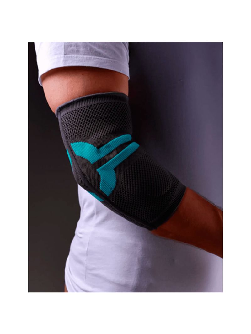 Cotoveleira de Compressão PRO Cinza com Azul Turquesa N1 Sport