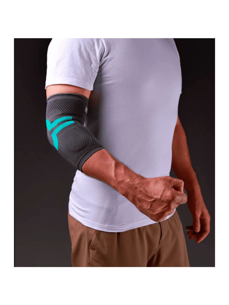 Cotoveleira de Compressão PRO Cinza com Azul Turquesa N1 Sport