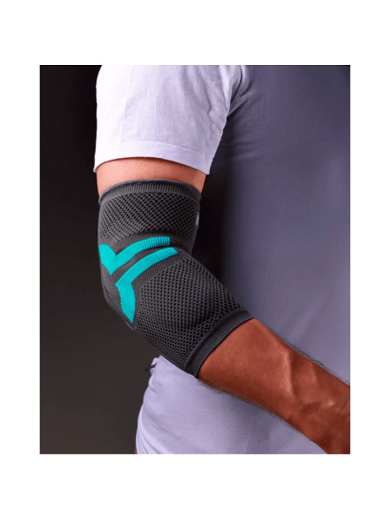 Cotoveleira de Compressão PRO Cinza com Azul Turquesa N1 Sport