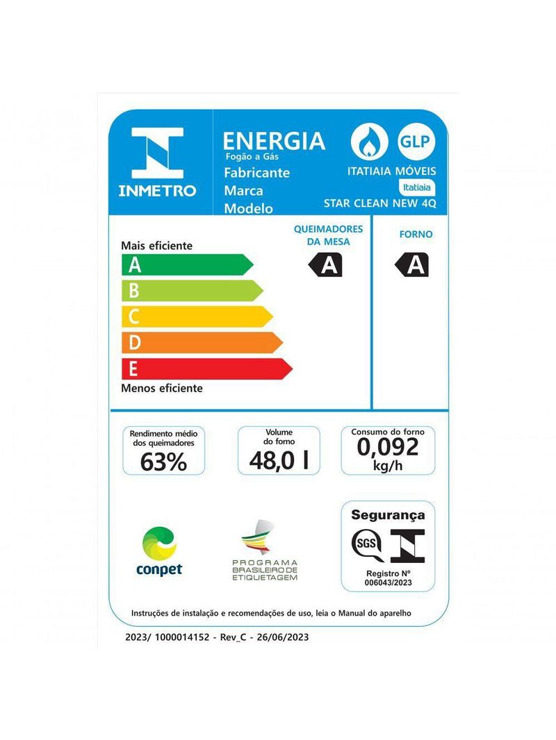 Fogão Itatiaia Star Clean New 4 Bocas Branco 3700000354