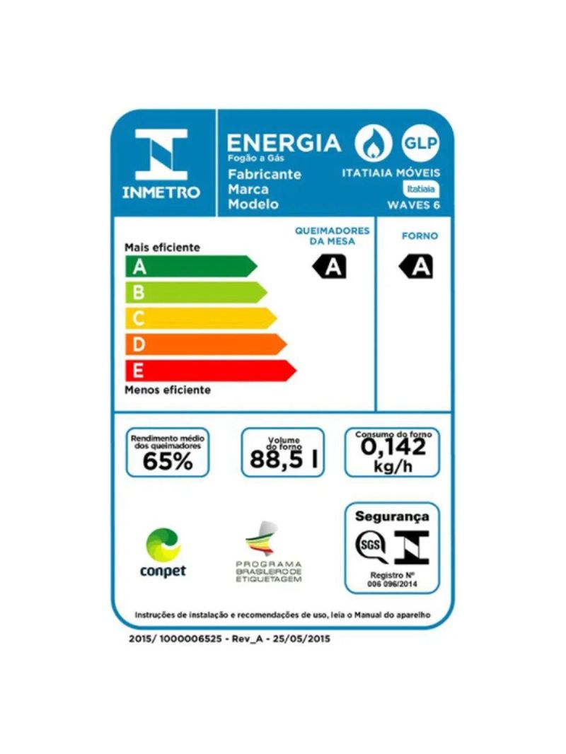 Fogão Itatiaia Waves 6 Bocas All Black Bivolt 3700000057