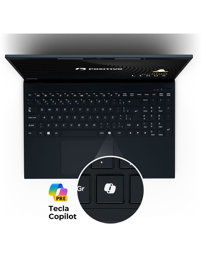 Notebook Positivo Vision R15 AMD® Ryzen 5-5500U Linux 4GB RAM 256GB SSD 156” IPS Full HD Lumina Bar - Preto