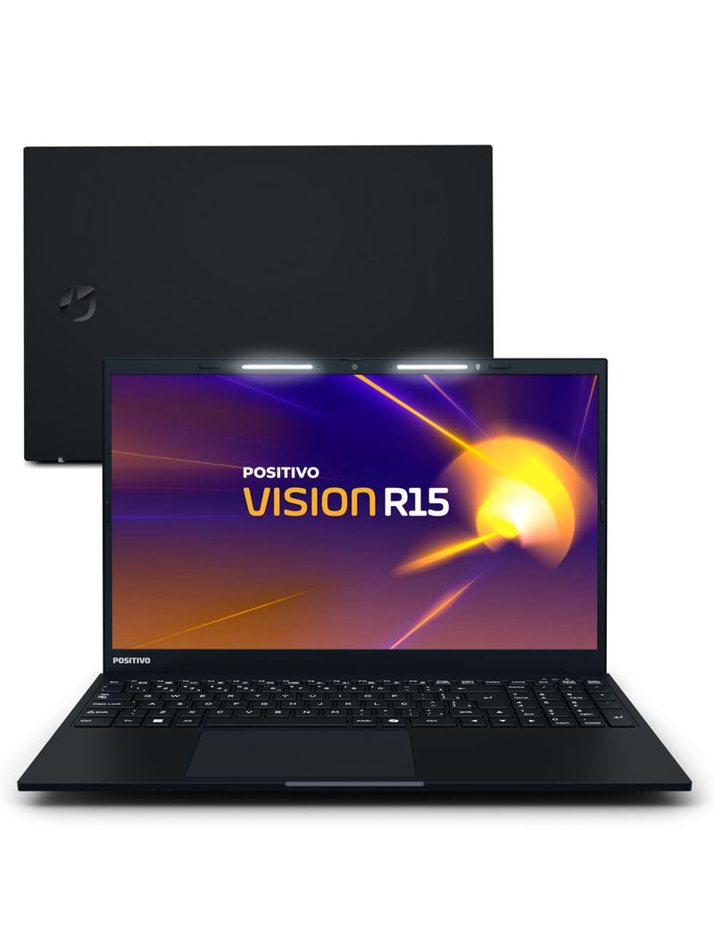 Notebook Positivo Vision R15 AMD® Ryzen 5-5500U Linux 4GB RAM 256GB SSD 156” IPS Full HD Lumina Bar - Preto