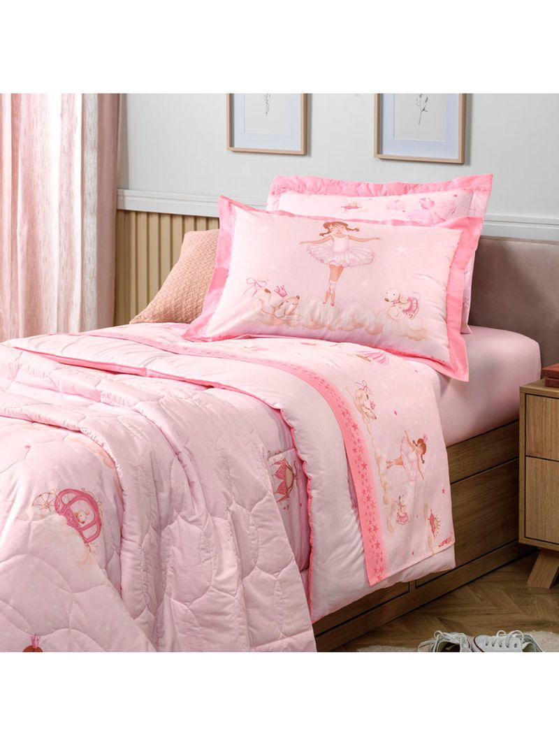Colcha Infantil Casal com 2 Porta travesseiros Karsten 200 Fios Ballet