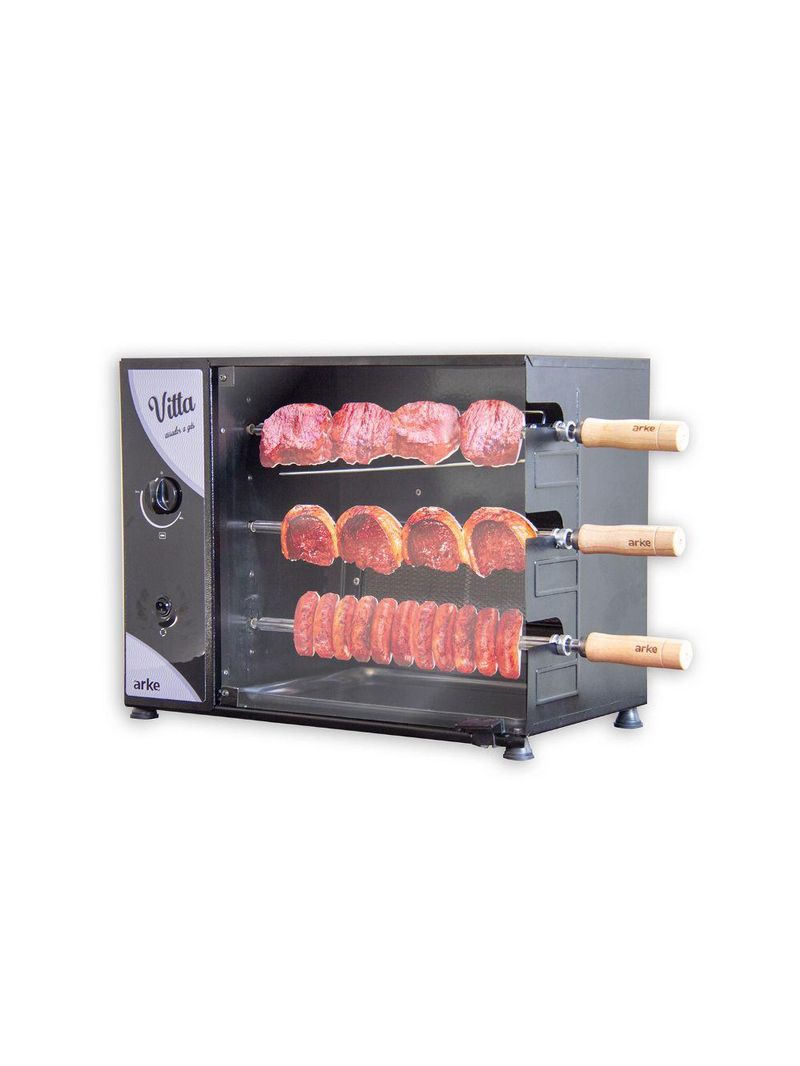 Assador Gás GLP Rotativo Arke Vitta 03 Espetos 127V Bancada - 5290