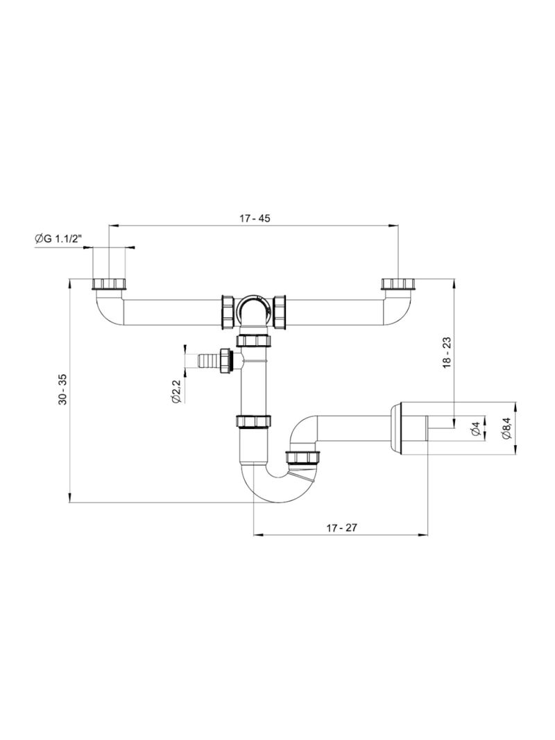Sifão Duplo para Pias e Cubas Tramontina em Polipropileno