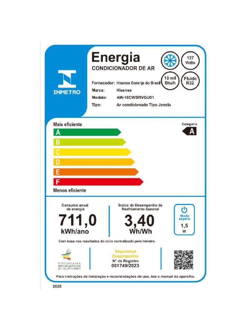 Ar Condicionado Janela Eletrônico Hisense C/ Controle 10000 BTUs Frio 127V AW-10CWBRVGU01