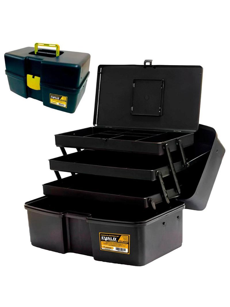 Caixa de Ferramentas 14 POL com 3 Bandejas EV4043 EVALD