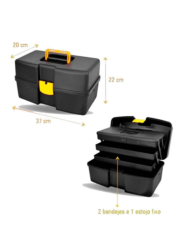Caixa de Ferramentas 14 POL com 3 Bandejas EV4043 EVALD
