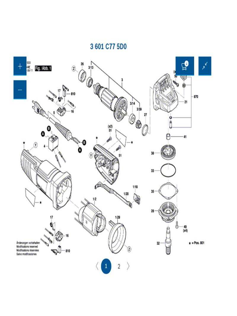 Caixa de Engrenagem para Esmerilhadeira GWS 850 16058065NX BOSCH