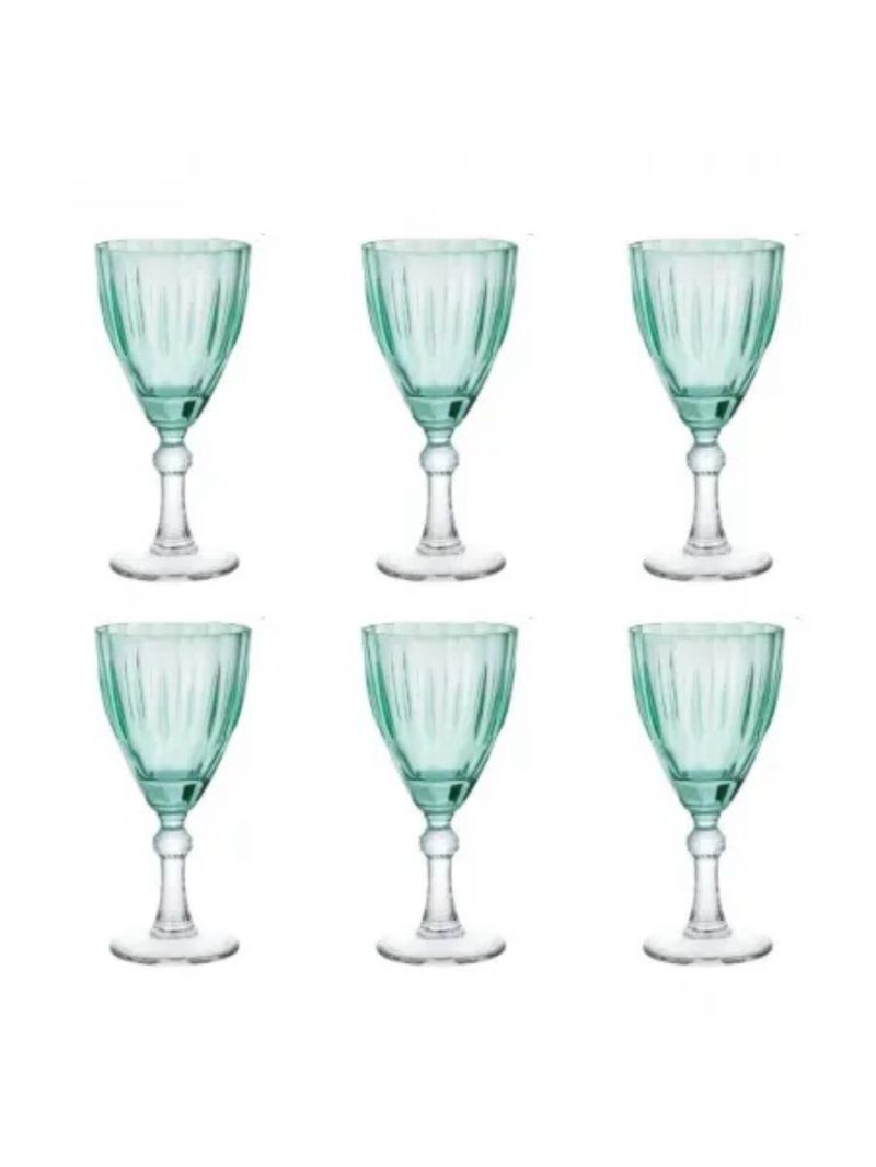 JOGO DE TACA DE VIDRO LINHA DRINKWARE DOMINIC VERDE HAUSKRAFT 6 PCS 275ML WESTERN