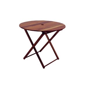 Mesa Dobrável Redonda Tramontina Verona 90 cm em Madeira Teca Ecoclear