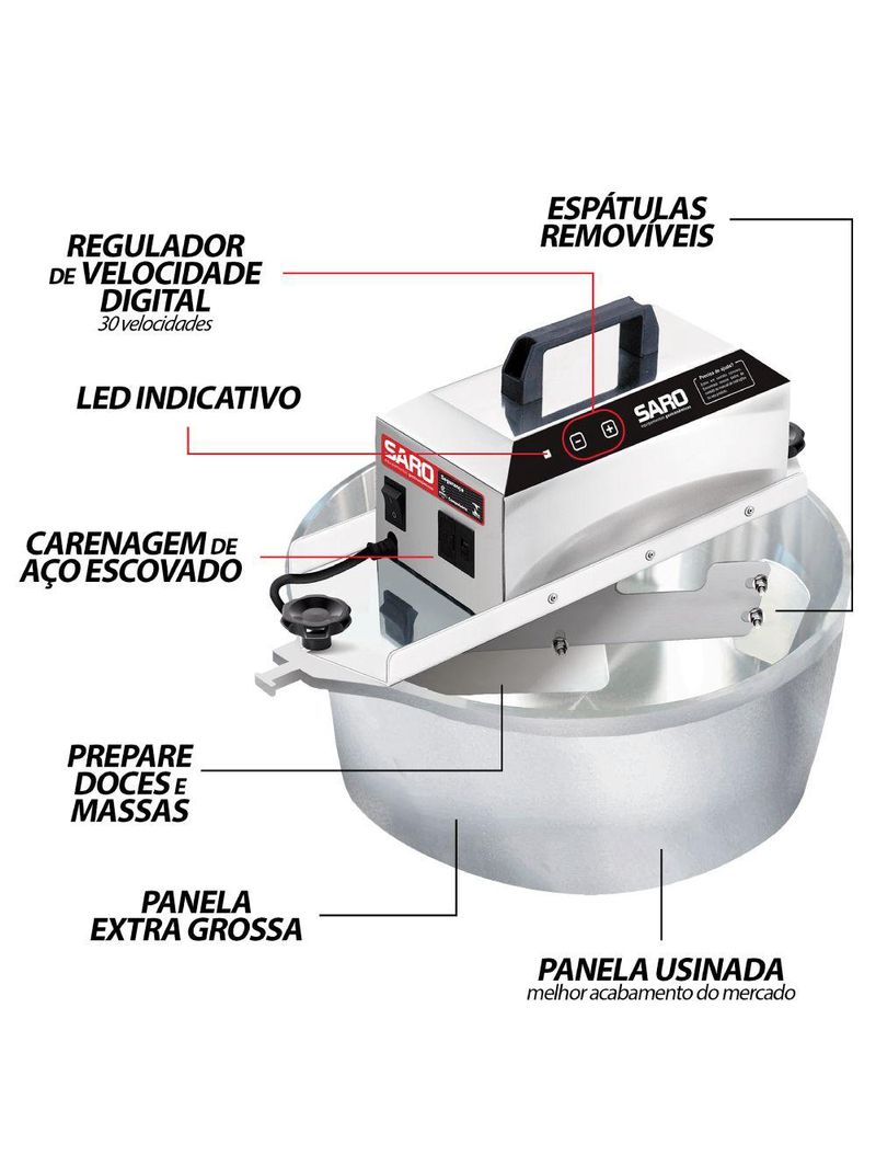 Panela de Brigadeiro Elétrica Saro 10L Bivolt PA10