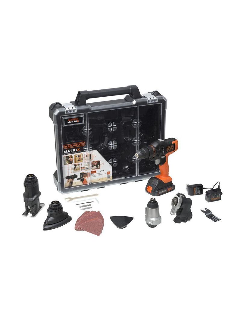 Jogo de Ferramentas Black & Decker Matrix 20V com 6 Cabeçotes Combinados Bivolt MTX20K6A-BR
