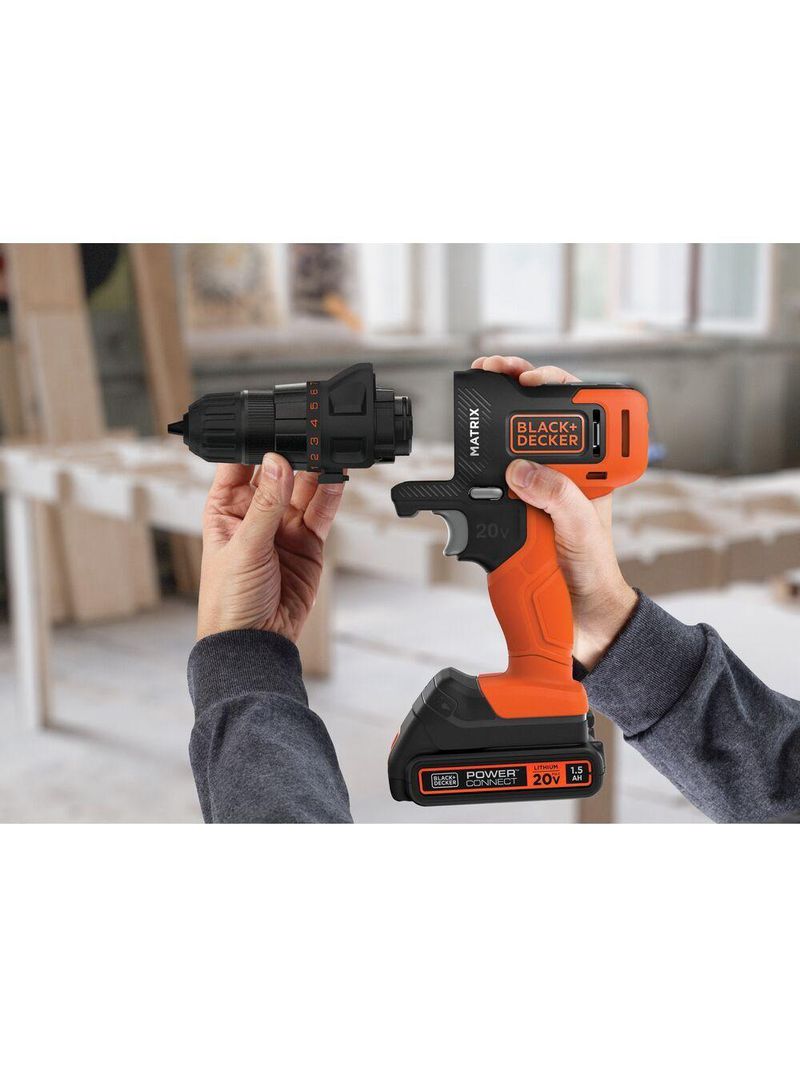 Jogo de Ferramentas Black & Decker Matrix 20V com 6 Cabeçotes Combinados Bivolt MTX20K6A-BR
