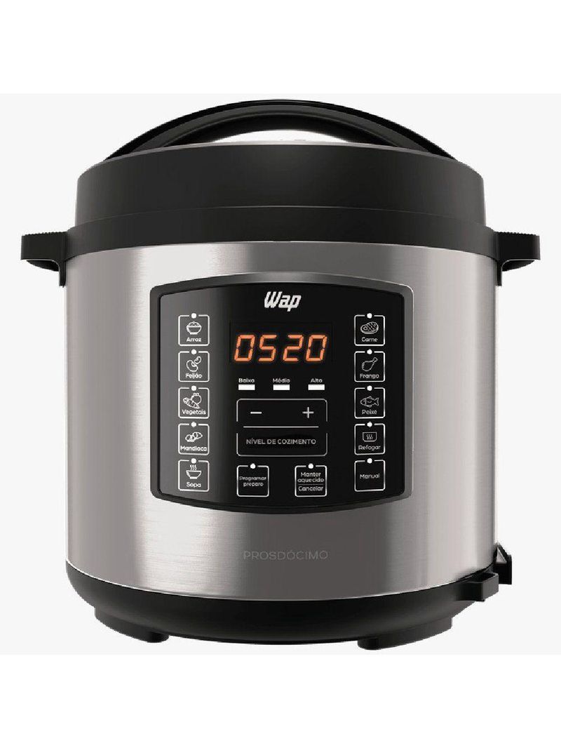 Panela Elétrica de Pressão Wap Preto e Inox 6L 220V WPPE1