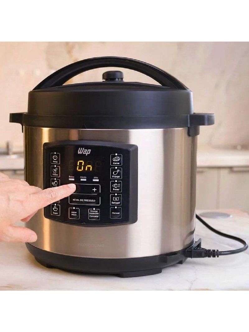 Panela Elétrica de Pressão Wap Preto e Inox 6L 220V WPPE1