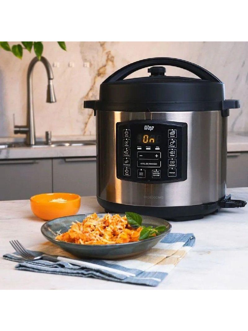 Panela Elétrica de Pressão Wap Preto e Inox 6L 220V WPPE1