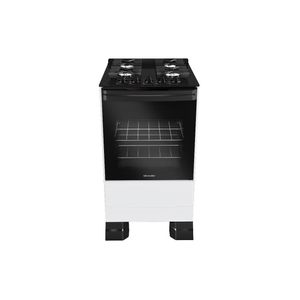 Fogão Mueller 4 Bocas Branco Bivolt Mesa De Vidro Grades Ferro Fundido MFV4BF