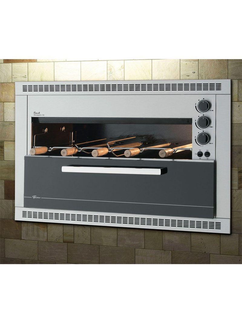 Assador Gás GLP de Embutir Rotativo Fischer Ranch 05 Espetos Bivolt 19257