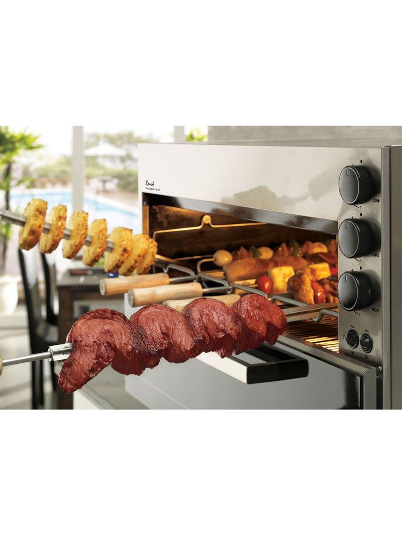 Assador Gás GLP de Embutir Rotativo Fischer Ranch 05 Espetos Bivolt 19257