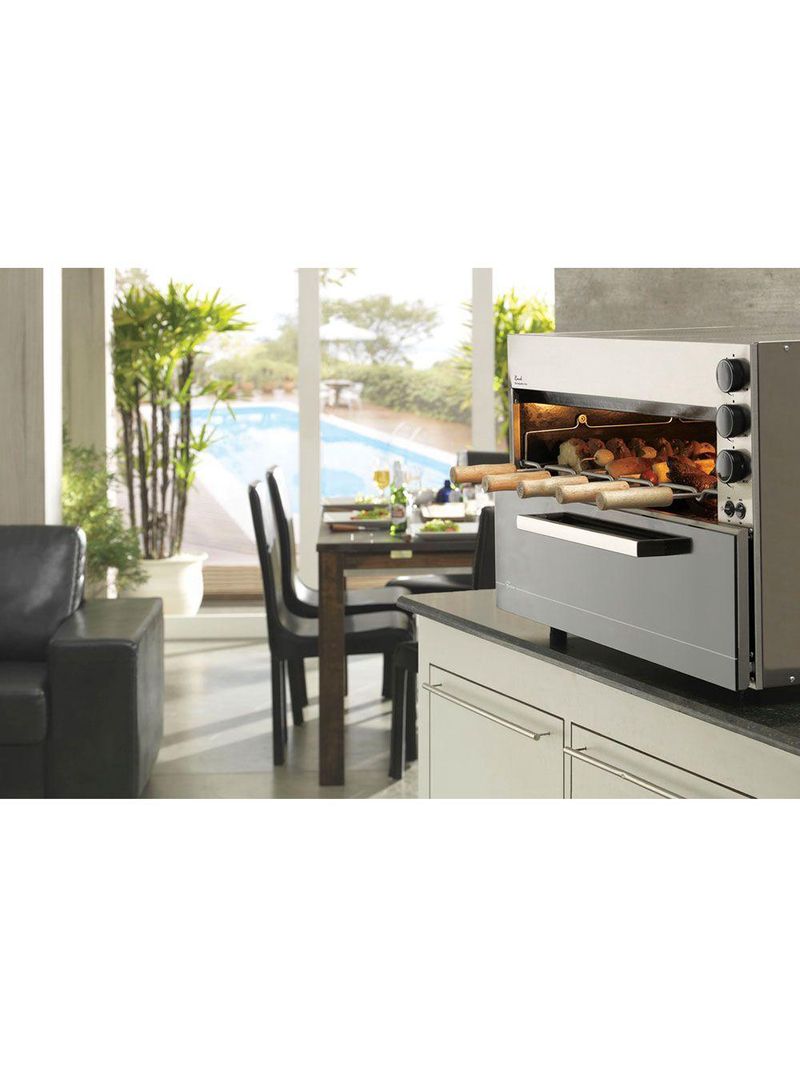 Assador Gás GLP de Embutir Rotativo Fischer Ranch 05 Espetos Bivolt 19257