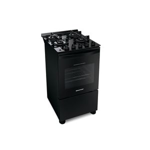 Fogão Brastemp Piso 4 Bocas com Mesa de Vidro e Grades Duplas de Ferro Fundido Preto Bivolt BFO4VAE