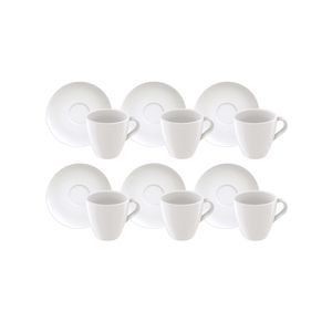 Conjunto Xícaras de Capuccino e Pires Tramontina em Porcelana 200 ml 12 Peças Outlet