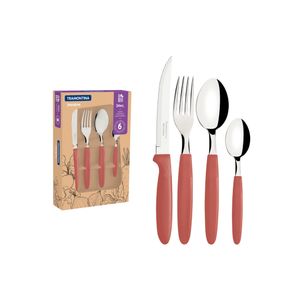 Faqueiro Tramontina Ipanema com Lâminas em Aço Inox e Cabos de Polipropileno Goiaba 24 Peças