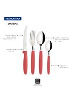 Faqueiro Tramontina Ipanema com Lâminas em Aço Inox e Cabos de Polipropileno Goiaba 24 Peças