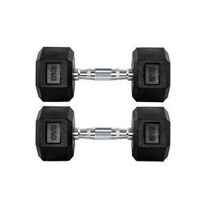Par Halteres 6kg + 6kg Dumbbell Sextavado Emborrachado Pegada Cromada Gallant (GDB06F3B-PT)